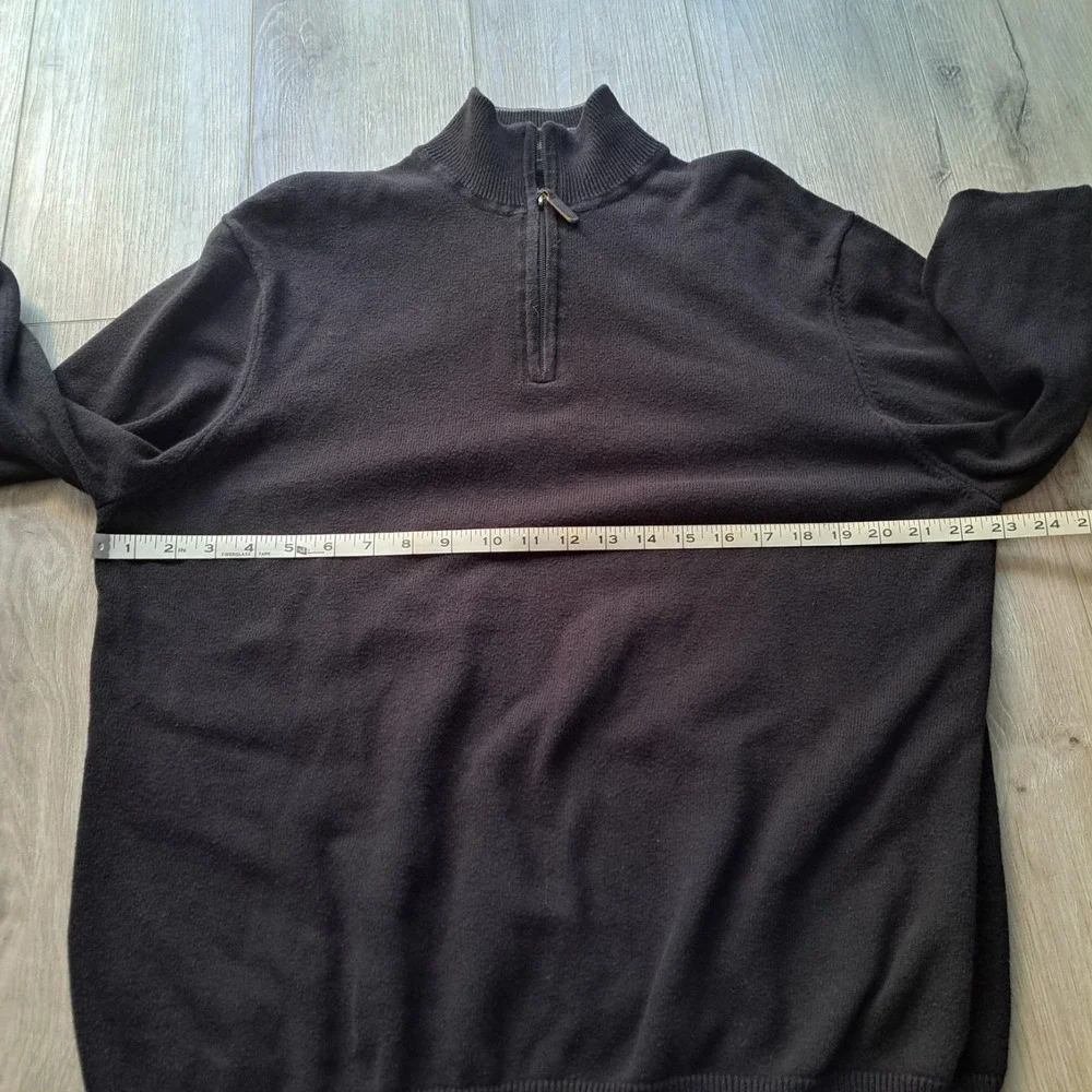 Eddie Bauer Men's Mock Neck Sweater Size LT Quarter Zip Cotton Cashmere Blalck